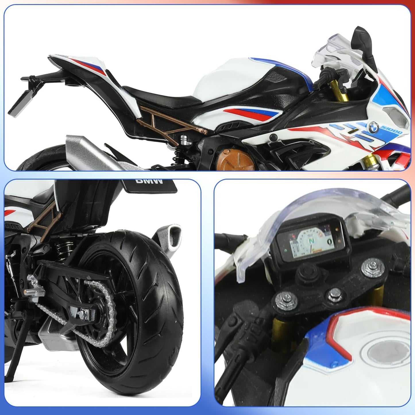 For BMW S1000RR 1:12 Motorcycle Model Toy Metal Die-Cast with Plastic Motorcycle Model Moto Gift for Adult