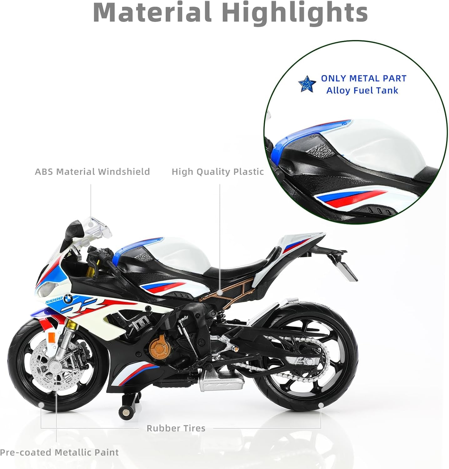 For BMW S1000RR 1:12 Motorcycle Model Toy Metal Die-Cast with Plastic Motorcycle Model Moto Gift for Adult